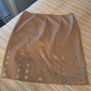 White House Black Market Beige Skirt with Metallic Accents Size 14